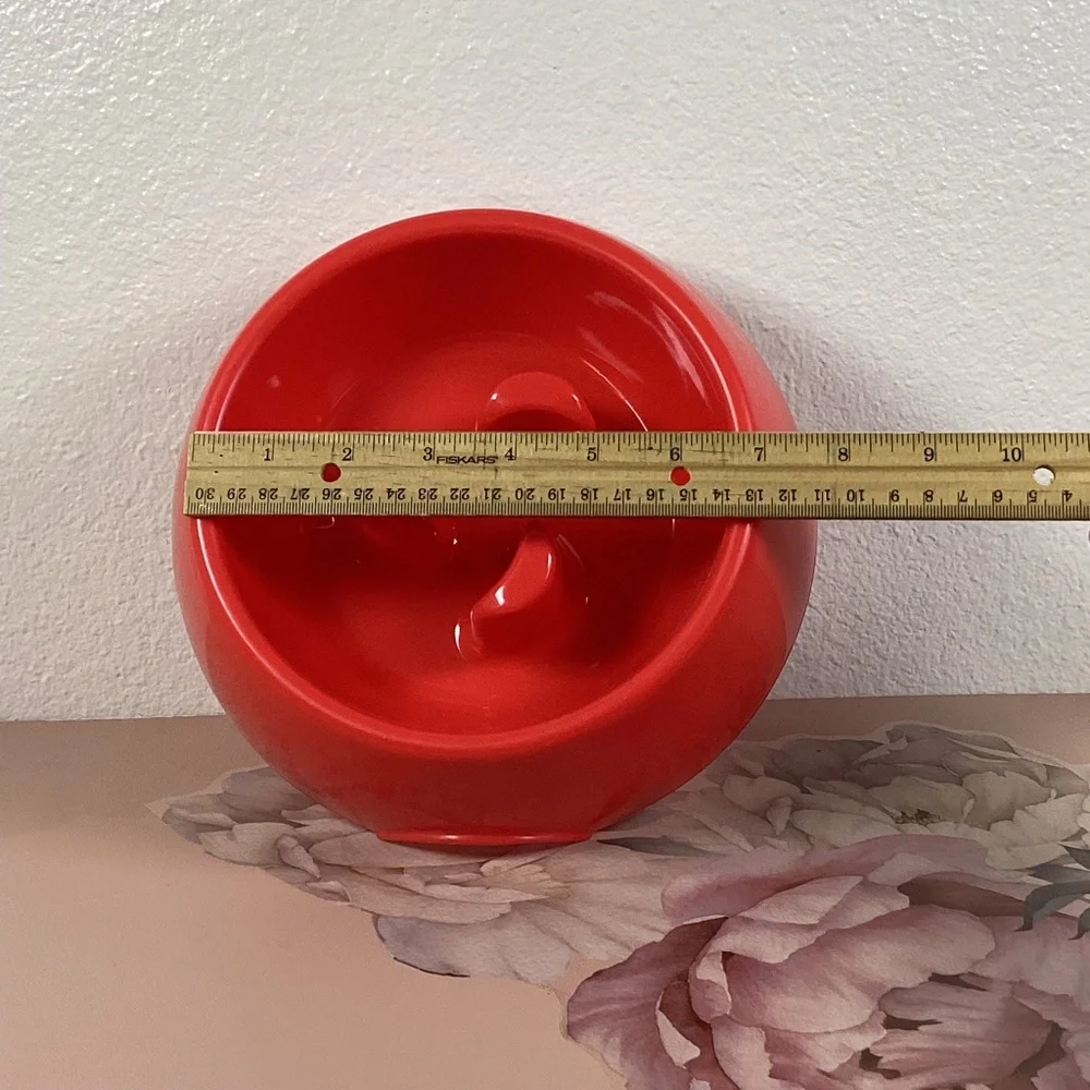 Red plastic dog bowl NWOT